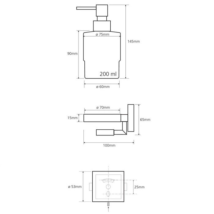 Дозатор для жидкого мыла BEMETA Beta настенный на 200мл прямоугольный стеклянный хром 132109182