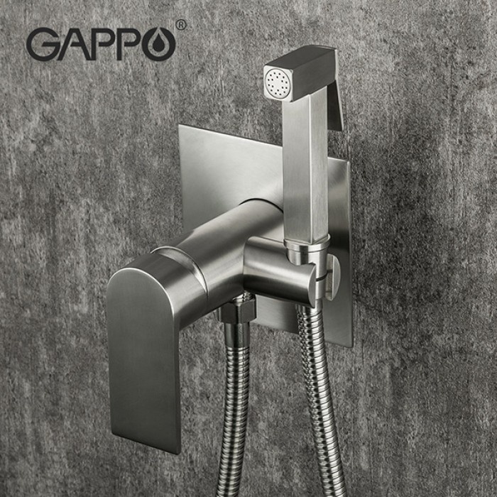 Змішувач для гігієнічного душу GAPPO прихованого монтажу сатин нержавіюча сталь 115x115мм G7299-20