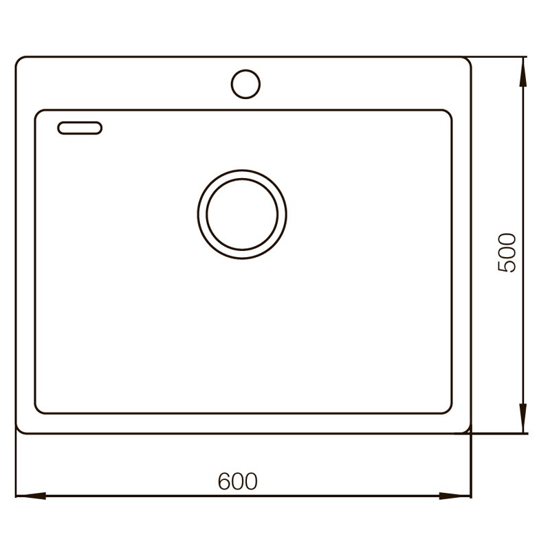 Мийка для кухні із нержавіючої сталі прямокутна MIXXUS MX6050-200x1.2-HANDMADE 600x500x200мм матова 1.2мм із сифоном MX0569