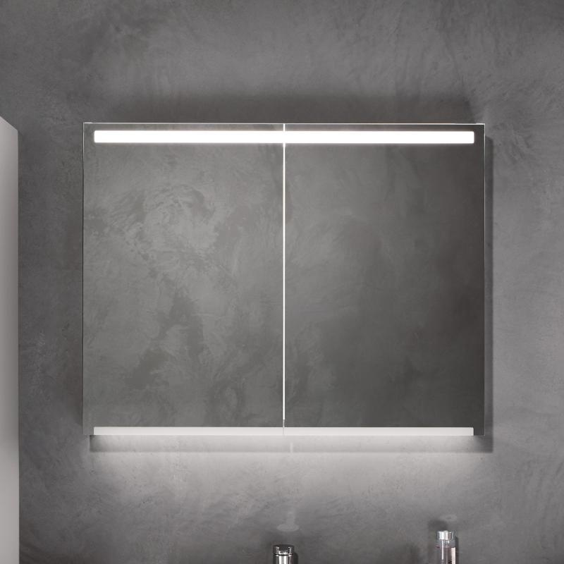 Шкафчик с зеркалом для ванной GEBERIT OPTION 90x70x15см c подсветкой белый 500.583.00.1