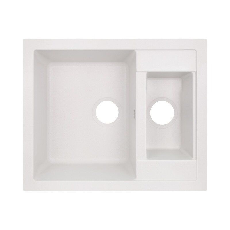 Кухонна мийка керамогранітна прямокутна LIDZ WHI-01 495мм x 610мм білий на півтори чаші без сифону LIDZWHI01615500200